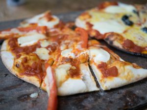 Clay oven-baked pizza