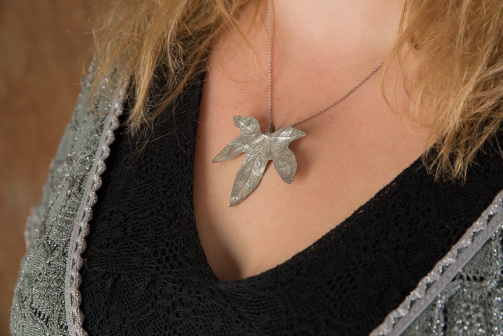 Handmade silver ivy necklace