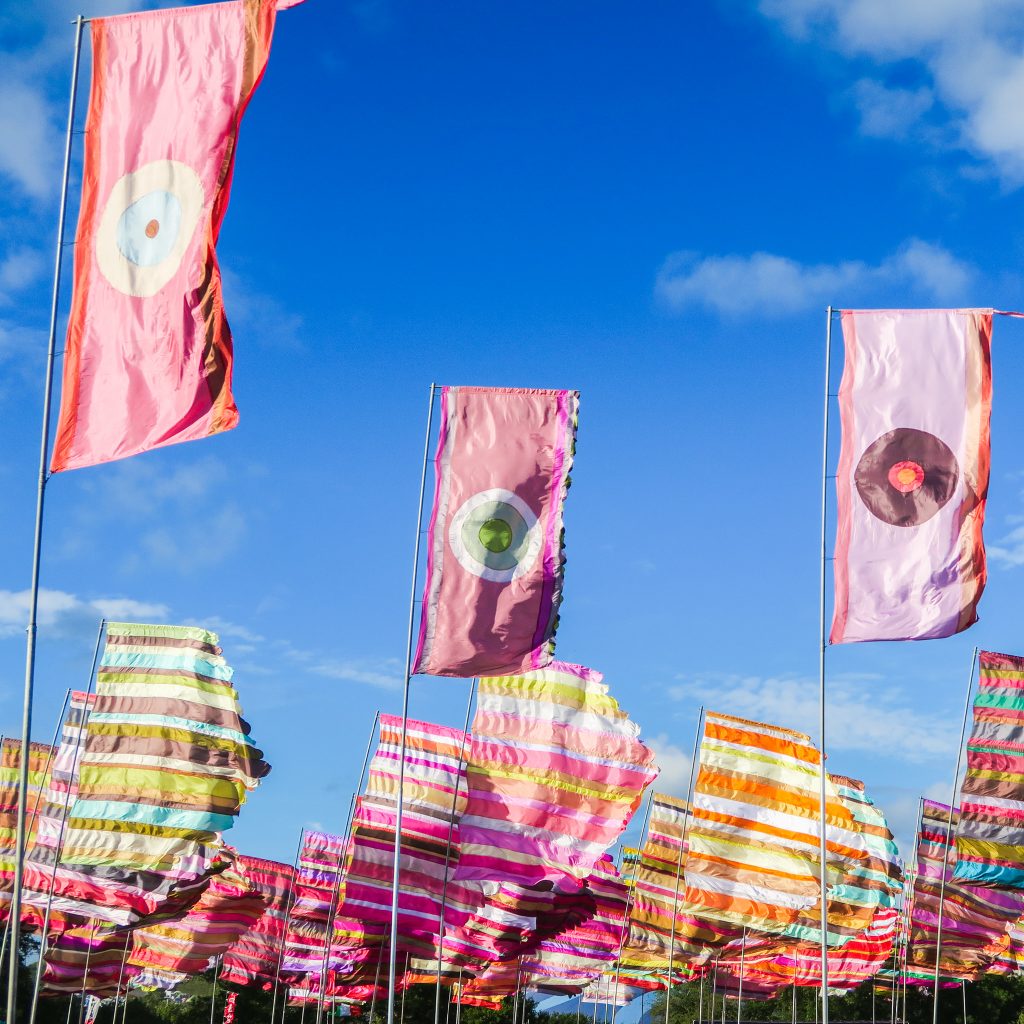 Flags at Glastonbury Festival