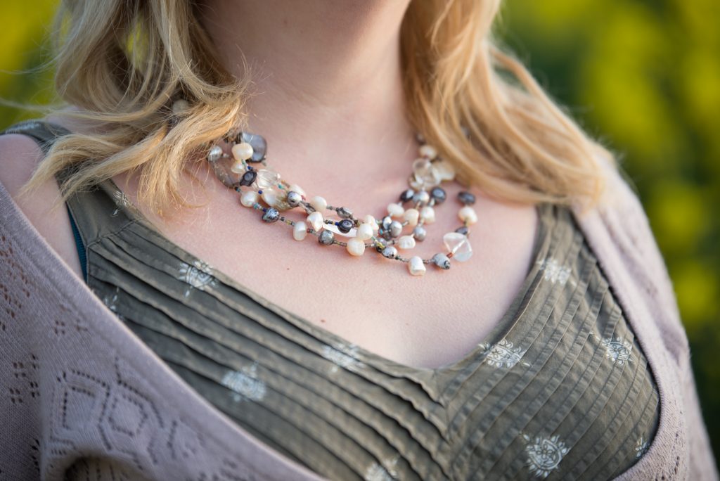 fashion blog photo of necklace and boho dress